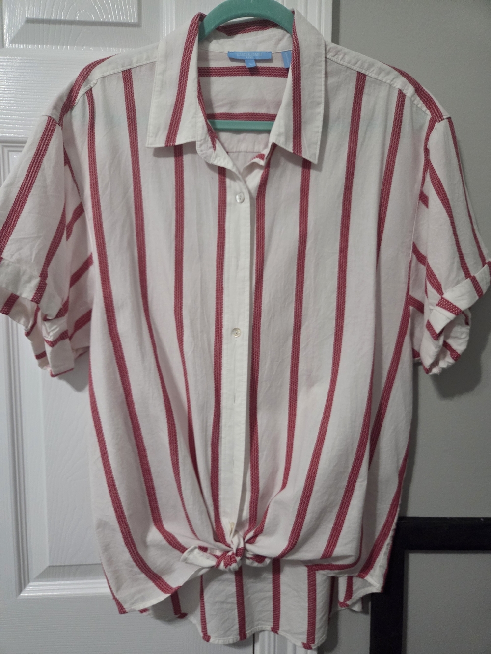 Draper James Red and White Striped Button-Down Shirt